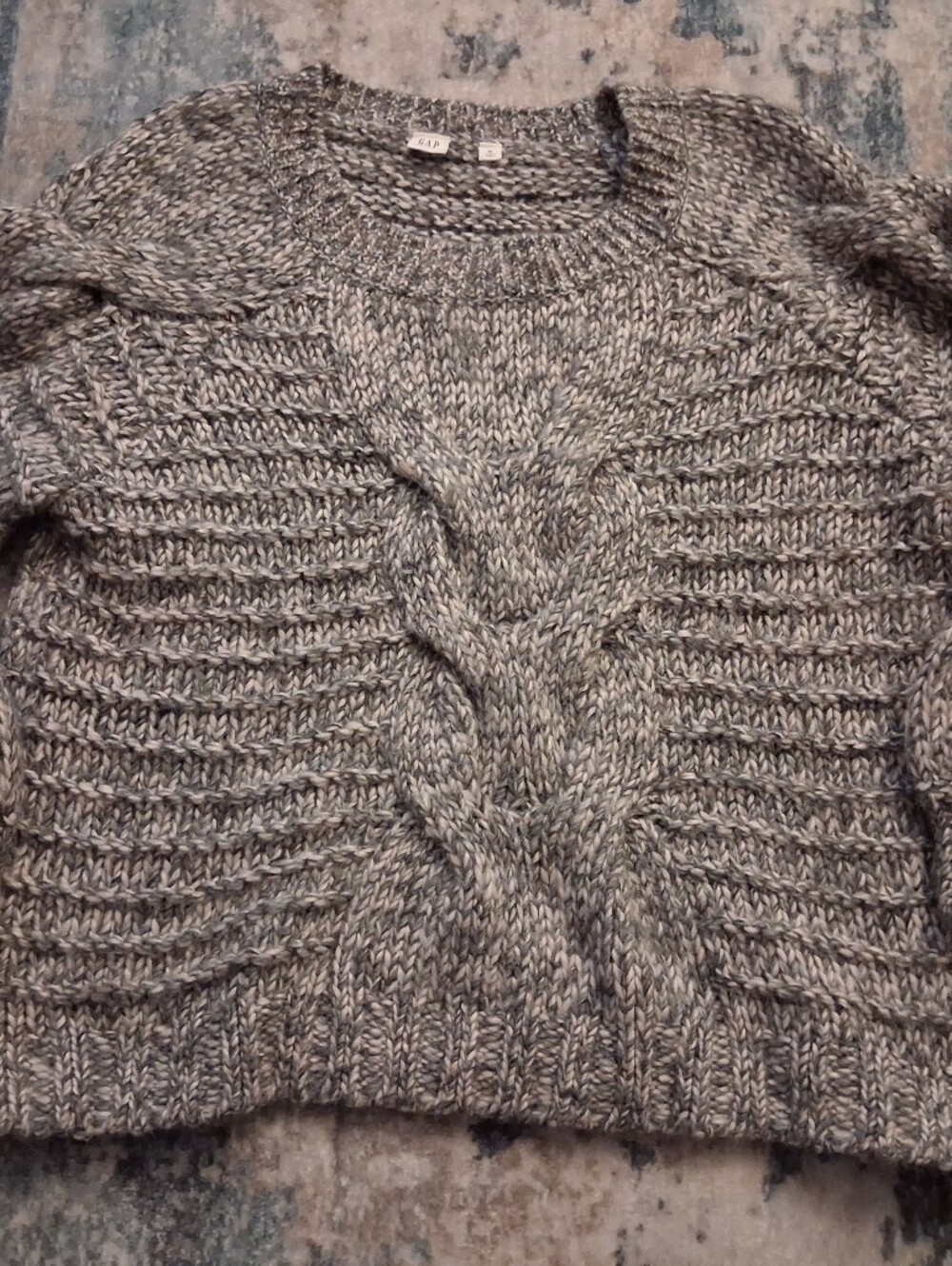 GAP Heather Gray Cable Crew Sweater